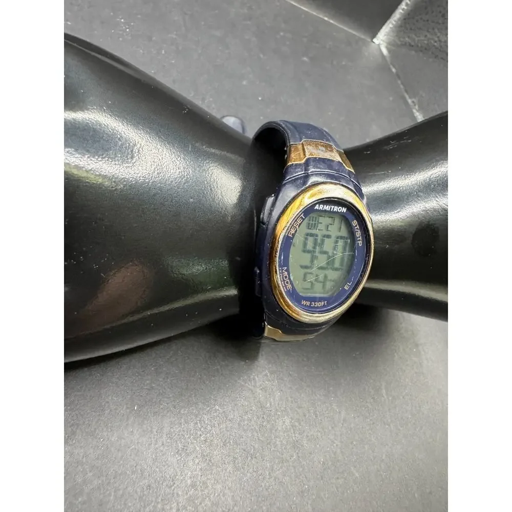 Armitron Pro Sport Digital Chronograph Watch Blue Strap 330FT 45/7034 Working